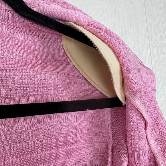 Ming Wang Knit Lightweight Pink Cardigan Blazer Size Medium Viscose Blend Career - Picture 9 of 9